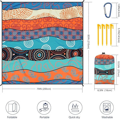 AISPARKY Beach Blanket Waterproof Sandproof, Oversized Large Beach Mat 79" X 83"/120"x108" for 1-8 Adults, Quick Drying&Compact&Lightweight, Picnic Mat Vacation Essentials for Beach Camping Travel