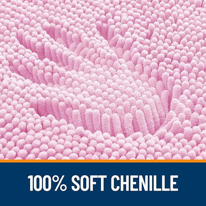 OLANLY Bathroom Rugs 59x20, Extra Soft Absorbent Chenille Bath Rugs, Rubber Backing Quick Dry, Machine Washable Bath Mats for Bathroom Floor, Tub and Shower, Home Decor Accessories, Pink