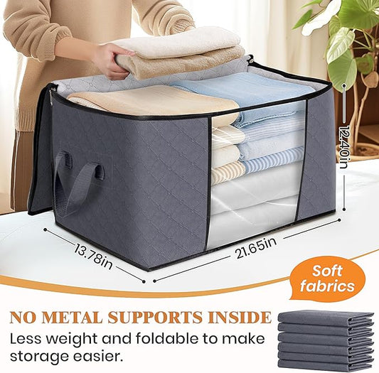 Fab totes Storage Bags,Clothes Blanket Storage Bins Foldable Closet Organizers with Reinforced Handle for Home Dorm Storage and Organization,Fabric Bags for Organizing Bed Sheets,Clothing,Comforters