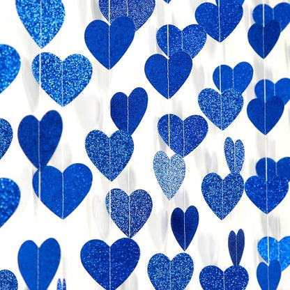 Royal Blue Party-Decoration Heart Garland - 52ft 21st Birthday Bachelorette Hanging Backdrop Streamers,Graduation Engagement Wedding Christmas Banner Decor Supplies Lasting Surprise