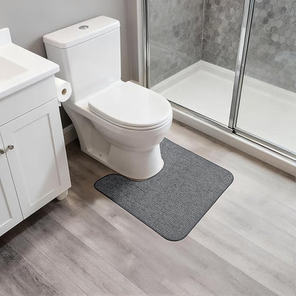 Toilet Rugs U Shaped Bathroom Rug,Machine Washable Non Slip Quick Dry Super Absorbent Ultra Thin Toilet Mats for Bathroom Toilet.Dark Grey,1'8"x2'(20x24inch)
