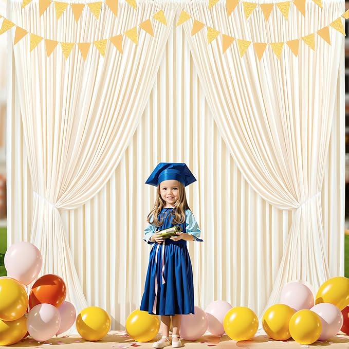10 Panels Champagne Backdrop Curtain for Parties Wedding Baby Shower Wrinkle Free Photo Curtains Backdrop Drapes Fabric Decoration for Bridal Shower 50ft(W) x 10ft(H)