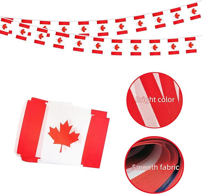 Canada Small String Flags, 50 Feet 38 Pcs Canadian Pennant Banner Bunting Flags, Patriotic Events, Independence Day, Country Festival, Commemoration, Decorations (Canada)