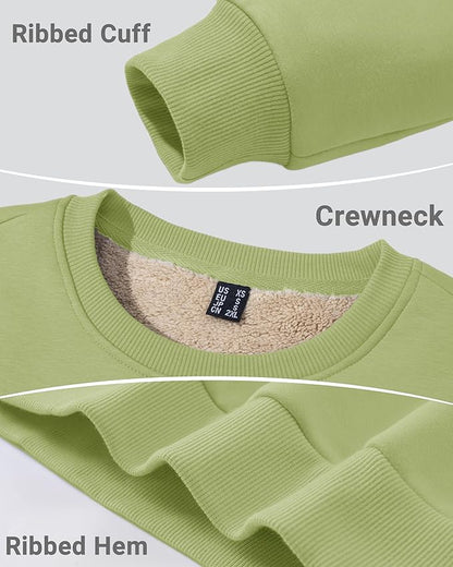 Boladeci Men's Full Sherpa Lined Crewneck Sweatshirts Heavy-weight Fleece Pullover Thick Thermal Long Sleeve Cotton