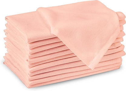 Encasa XO Peach Cloth Napkins Set of 12, 17"x17" | Solid Color Cotton Dinner Napkins | Washable & Reusable Napkins for Dining Table Fall Decoration, Holiday & Christmas Festivals