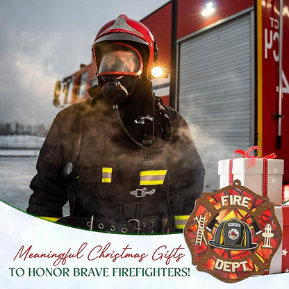 FLAGWIX Firefighter Christmas Ornaments 2025 - Suncatcher Firefighter Ornament - Fireman Gifts for Men Women Family Friends, Fireman Ornament for Christmas Decorations, Retirement Gifts for Firemen