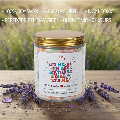 Birthday Gifts for Women Candle – Hi, I'm The Birthday Girl Fun Lavender Scented Candle - 7.6 Oz for Female Friends, Sister, Mom, Daughter Happy Birthday Candle