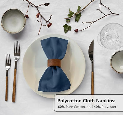 Zoyer Cloth Napkins Set of 12, 18x18 Inches Cotton Enrich Napkins Cloth ‎Washable, Soft & Durable Dinner Napkins for Parties, Wedding, Christmas, ‎Thanksgiving & Everyday Use - Navy Blue