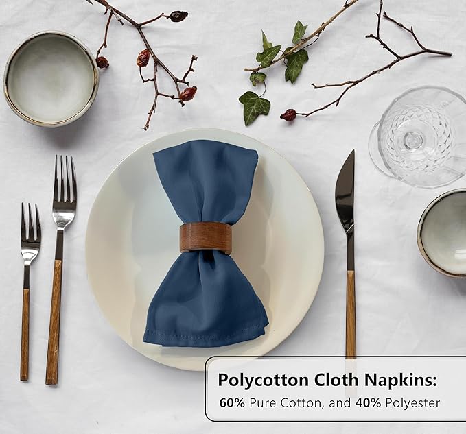 Zoyer Cloth Napkins Set of 4, 18x18 Inches Cotton Enrich Napkins Cloth ‎Washable, Soft & Durable Dinner Napkins for Parties, Wedding, Christmas, ‎Thanksgiving & Everyday Use - Navy Blue