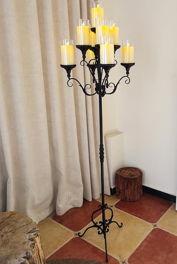 Metal Tall Floor Candelabra - 9 Arm Candle Stand - Wedding Centerpiece