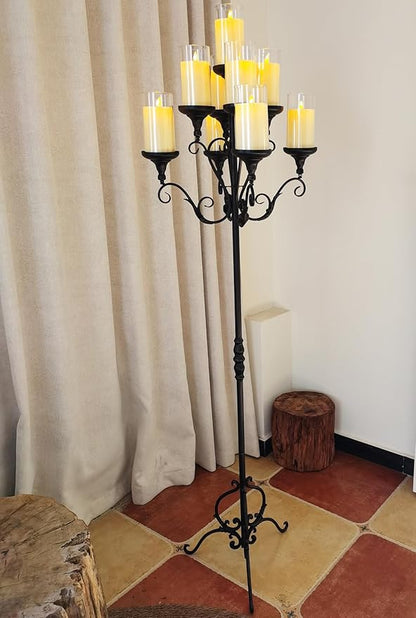 Metal Tall Floor Candelabra - 9 Arm Candle Stand - Wedding Centerpiece