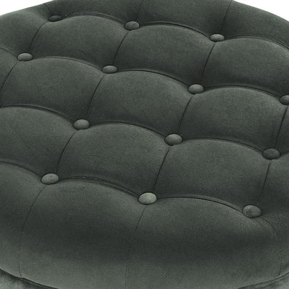HomePop Home Decor | Large Button Tufted Velvet Round Storage Ottoman | Ottoman with Storage for Living Room & Bedroom, Loden Green Velvet, 28"