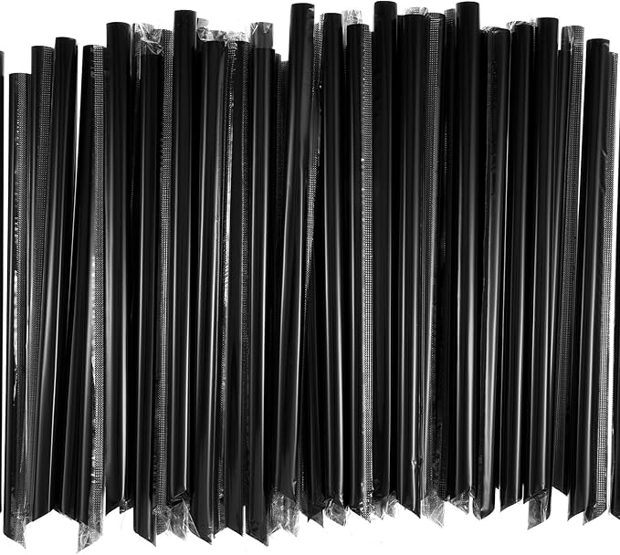 400 Pcs Black Boba Straws Jumbo Smoothie Straws,Individually Wrapped Disposable Plastic Large Wide-mouthed Milkshake Drinking Straws(0.43" Wide X 9.06" Long)