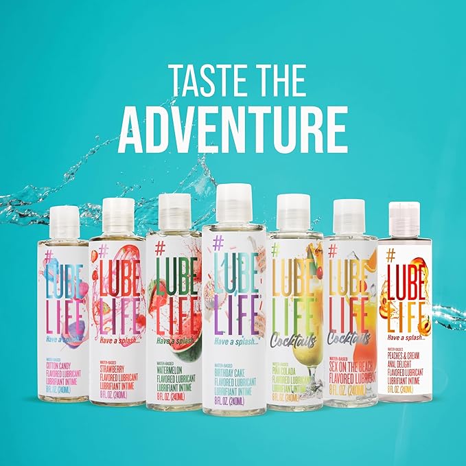 LubeLife Water-Based Birthday Cake Flavored Lubricant, Personal Lube for Men, Women and Couples, Made Without Added Sugar, 8 Fl Oz