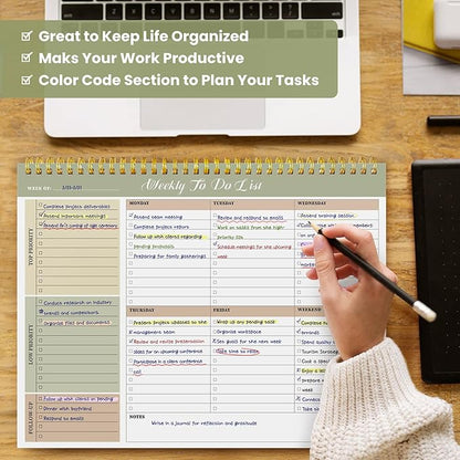 Weekly To Do List Notepad with 52 Undated Sheets（8.5"×11"）6 Pack - Undated Weekly Planner Notepad for Office Desk Accessories and Supplies - Forest Shades
