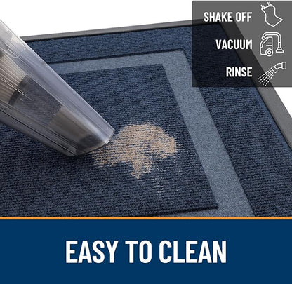 OLANLY Front Door Mat Indoor Outdoor Entrance, Waterproof All-Season, All-Weather Doormat, Sturdy Natural Rubber, Fade Resistant, Low Profile, Easy Clean Patio Porch Entryway Mat, 47x23, Blue