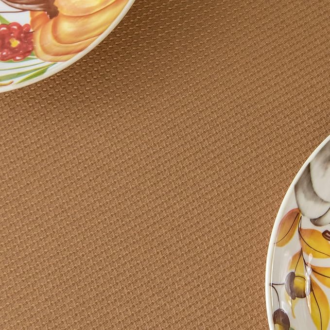 maxmill Fall Tablecloth Stain Resistant Waterproof Wrinkle Resistant Spillproof Washable Soft Textured Table Cloth for Dining Room Harvest Thanksgiving Parties, Rectangle 60 x 140 Inch, Amber Bronze