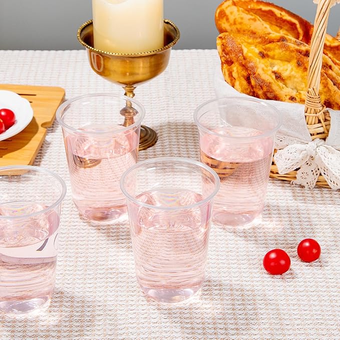 WELLIFE 16 oz Clear Plastic Cups, 50 Pcs Disposable Wine Glasses Stemless Cocktail Punch Cups for Cold Drinking Party Supplies, Halloween, Thanksgiving Day