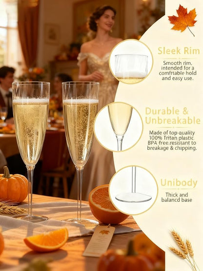 WDF 36PCS Clear Champagne Flutes Plastic - 6 OZ Clear Disposable Champagne Flutes Party Supplies for Wedding/Birthday/Parties