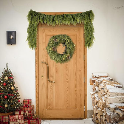6FT Christmas Garland Cedar Garland Real Touch Faux Greenery Cypress Garlands for Mantle,Table,Wall,Christmas Decorations Indoor Outdoor