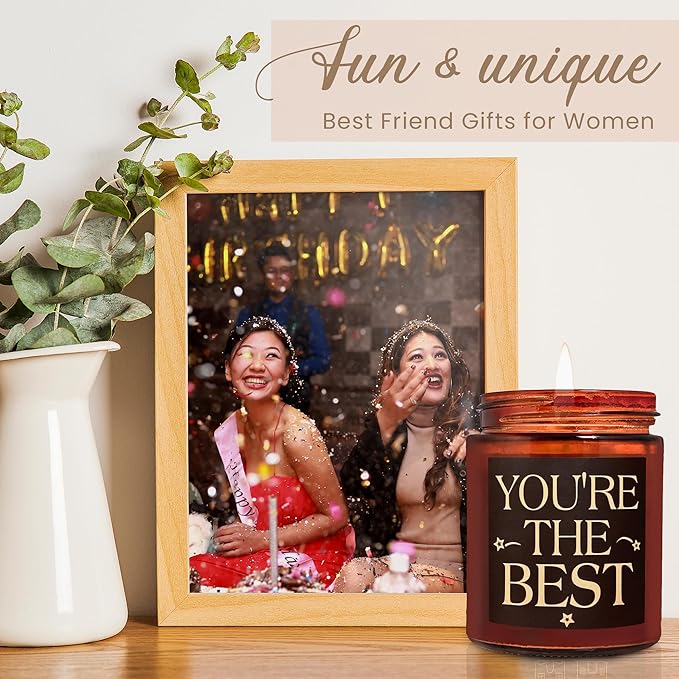 You're The Best Scented Candles - Bestie Gift for Women - Friendship, Birthday, Christmas, Thank You, Appreciation Gifts for Coworker, Best Friend, Sister, Mom - Natural Soy Candle for Home