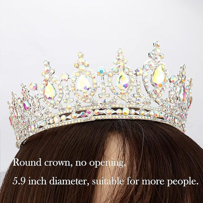 COCIDE Queen Crown for Women Crystal Tiara and Crown for Girl Rhinestones Hair Accessories for Wedding Bride Birthday Party Prom Bridal Bridesmaid (Aurora Borealis + Silver Tiara)