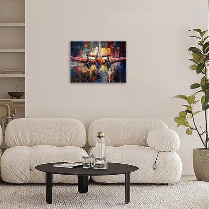 Airplane Wall Art, Graffiti Plane Pictures Wall Decor, Banksy Aviation Canvas Prints Painting, Framed Artwork for Boy Room Bathroom Living Room Bedroom Office Dining Room 24"X16"