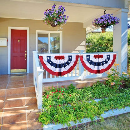 American Flag Bunting Patriotic Pleated Fan Flag USA Flags with Brass Grommets and Zip Ties for 4th of July Memorial Day Decoration Outdoor (10, 1.5x3 Feet)