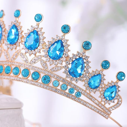FORSEVEN Crystal Tiaras and Crowns for Women - Wedding and Birthday Party Princess Crown Hair Accessories - Bride Rhinestone Headband Halloween Decorations Hairband