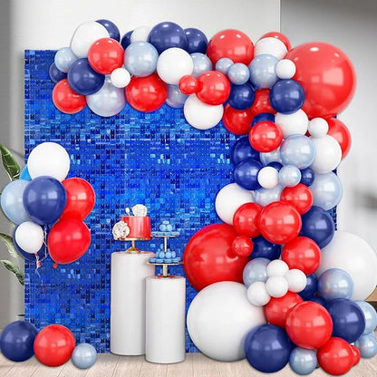 48 PCS Royal Blue Shimmer Wall Backdrop, Laser Square Sequin Photo Backdrops Panel, Glitter Wall Background for Birthdays, Weddings, Halloween, Engagements, Disco Bachelorette Party Decoration (6x8FT)