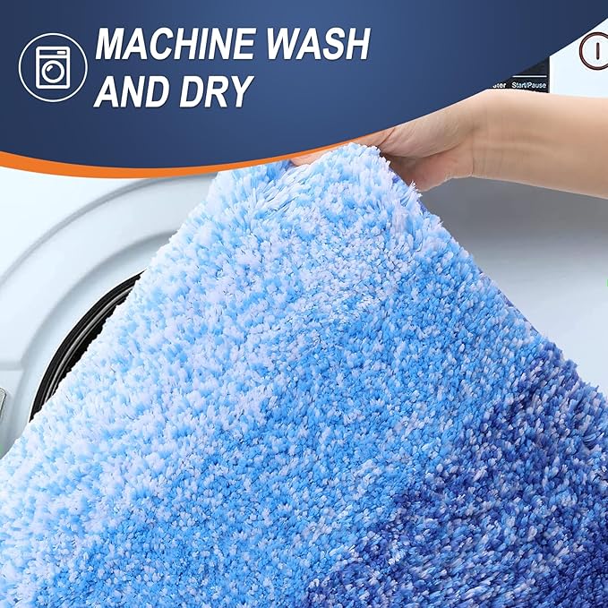 OLANLY Bathroom Runner Rugs 40x24, Extra Soft Absorbent Microfiber Bath Rugs, Rubber Backing, Quick Dry, Washable Bath Mats for Bathroom Floor, Tub and Shower, Home Decor Accessories, Light Royal Blue