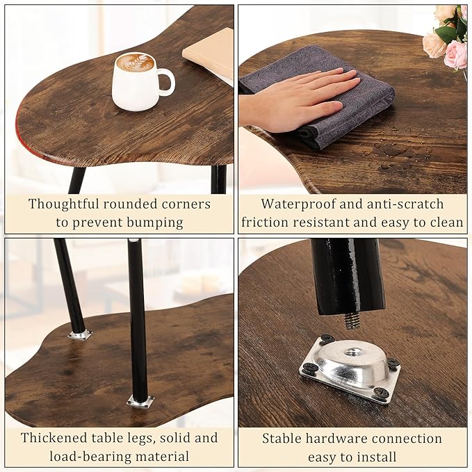 Small Coffee Table Cloud Shape Coffee Table Industrial Coffee Tables Wood Irregular Center Floor Tables Mid Century Style Decorative Furniture for Living Room Small Spaces Office
