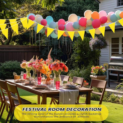 100 Feet Pennant Banners Flags 75 Solid String Triangle Flags for Grand Opening, Carnival Theme Birthday Party Decoration Outdoor Events Classroom Decoration(Yellow)