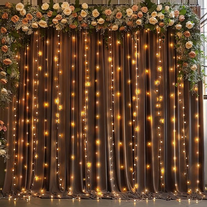 10x10 Brown Backdrop Curtain for Parties Wedding Wrinkle Free Brown Photo Curtains Backdrop Drapes Fabric Decoration for Birthday Party Baby Shower 5ft x 10ft,2 Panels