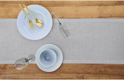 Solino Home Linen Soft Grey Table Runner 108 Inches Long - 100% Pure Linen 14 x 108 Inch Table Runner for Fall, Autumn, Christmas, Winter, New Year - Fete