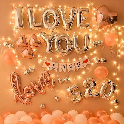 Red Heart Shaped Balloons Silver I LOVE YOU Valentine Balloons for Valentines Day Bridal Shower Wedding Party Decorations