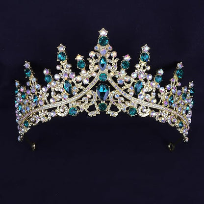 COCIDE Green Tiaras for Women Crown for Women Emerald Quinceanera Dress Headbands for Girls Princess Halloween Cosplay Birthday Pageant Bride Headpieces Hair Accessories