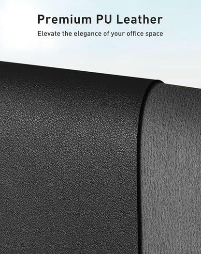 Aothia Faux Leather Desk Mat - Large Mouse Pad, Non-Slip PU Leather Blotter, Waterproof Writing Surface for Office and Home (Black, 63" x 24")