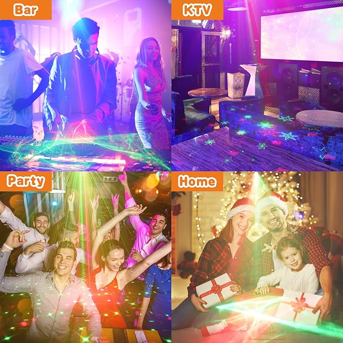 DJ Disco Stage Party Lights - Northern Laser Light Effect RGB Led Sound Activated Strobe Lighting with Remote Control for Indoor Birthday Christmas New Year Karaoke Club KTV