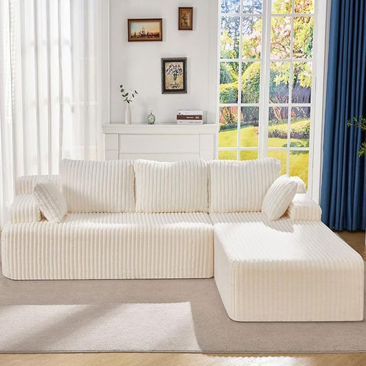Hobestluk Modular Sectional Sofa Couches L-Shape Couch 3 Seat Modular Sofa Memory Foam Sectional Couches for Living Room, Cloud Couch with Oversized Chaise (108" Right Facing Chaise)
