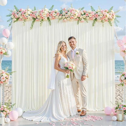 Ivory Backdrop Curtain for Wedding Parties Wrinkle Free Ivory Photo Curtains Backdrop Drapes Fabric Decoration for Baby Shower Photoshoot 5ft x 8ft,2 Panels