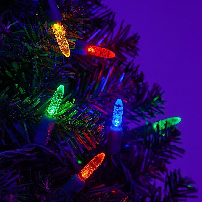 Wintergreen Lighting 50 M5 LED Multicolor Christmas Tree Lights Multicolor Mini Lights, 17 Ft, String Lights for Bedroom Dorm Room Lights Party Indoor-Outdoor Christmas Lights LED String Lights