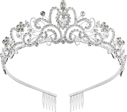 Princess Crown for Women, Crystal Queen Tiaras for Girls Bridal Hair Accessories Gifts for Birthday Wedding Prom, Bridal Party, Pageant, Halloween Christmas Costume