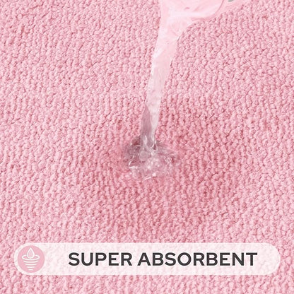 HOMEIDEAS Bathroom Rugs Sets 3 Piece, Microfiber Shaggy Bath Mat Set, Non-Slip Ultra Soft Carpet Mats, Large Rugs with U-Shaped Toilet for Bathroom, Tub, Shower,Pink