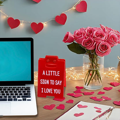 Artlunar Valentines Gifts for Her Him - Romantic I Love You Sign Funny Table Desk Decor for Birthday Wedding Christmas Aniversary Gifts