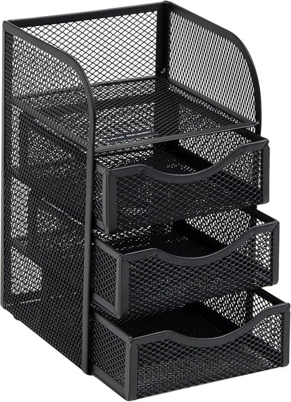 Mind Reader Desktop Accessory Storage, Paper Binder Clip Basket, Workspace, Office, Metal Mesh, 4.75"L x 5"W x 8"H, Black