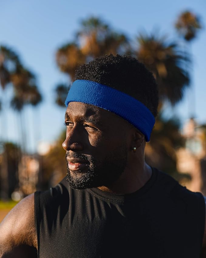 Suddora Workout Headband for Men and Women, Moisture-Wicking Athletic Sweatband, Lightweight Cotton Terry Cloth Bands for Basketball, Tennis, Football, Gym, Running, Cosplay & Costumes