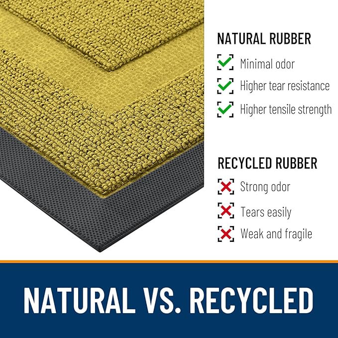 OLANLY Front Door Mat Indoor Outdoor Entrance, Waterproof All-Season, All-Weather Doormat, Sturdy Natural Rubber, Low Profile, Easy Clean Patio Porch Entryway Mat, 71x23, Lime Green