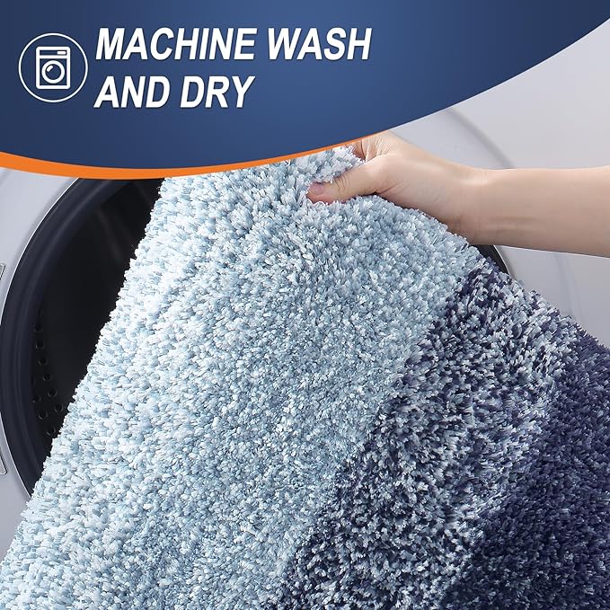 OLANLY Bathroom Rugs Mat 70x24, Extra Soft Absorbent Microfiber Bath Rugs, Rubber Backing, Quick Dry, Machine Washable Bath Mats for Bathroom Floor, Tub and Shower, Home Decor Accessories, Airy Blue