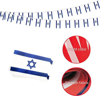 Israel Small String Flags, 50 Feet 38 Pcs Israeli Pennant Banner Bunting Flags, Patriotic Events, Independence Day, Country Festival, Commemoration, Decorations (Israel)